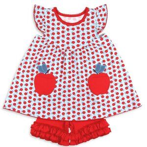 Shrimp and Grits Kids Apple of My Eye Dress & Matching Shorts Set New Size 9-10
